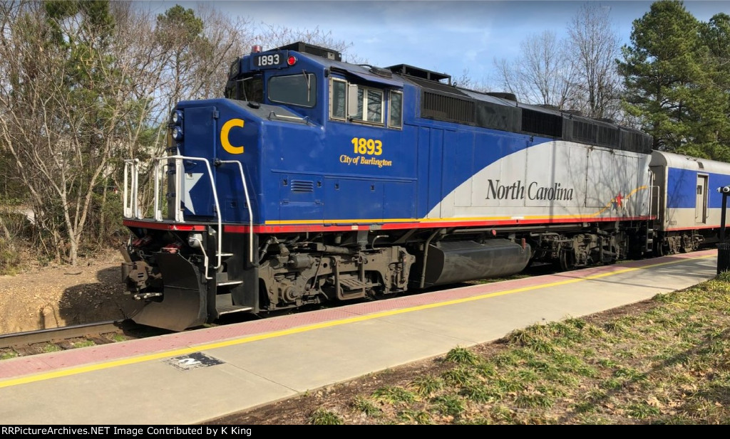 NCDOT 1893 on a commuter train at Cary, North Carolina - 1/29/2020